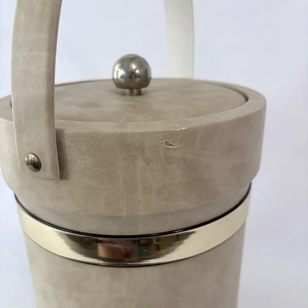 Shelton Designs Ice Bucket Tall Handle Tan MCM Quiet Luxury 70s Beach Bar USA